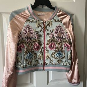 Floral Embroidered Bomber Jacket